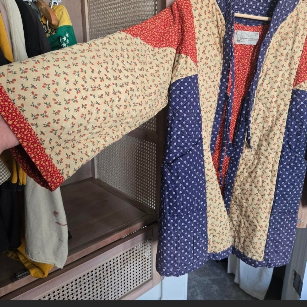 Patchwork Quilted Jacket with Floral Patterns